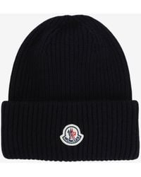 Moncler - Logo Patch Ribbed Wool Beanie - Lyst