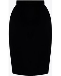 Saint Laurent - Fitted Pencil Velvet Skirt - Lyst