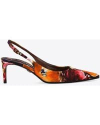 Dolce & Gabbana - 60 Brocade Leather Slingback Pumps - Lyst