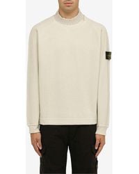 Stone Island - Mock Neck Sweater With Logo Patch - Lyst