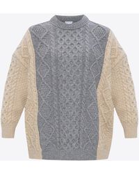 Bottega Veneta - Aran Paneled Wool Sweater - Lyst