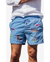 Les Canebiers - Pampelonne Embroidered Swim Shorts - Lyst