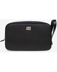 Dolce & Gabbana - Logo Plaque Leather Pouch Bag - Lyst