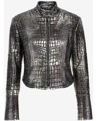 Tom Ford - Croc Embossed Leather Jacket - Lyst