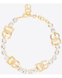 Dolce & Gabbana - Dg Logo Choker Necklace With Rhinestone Embellishments - Lyst
