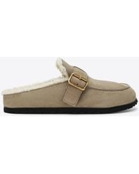 Prada - Suede Leather Flat Mules - Lyst