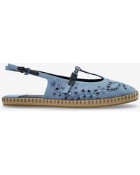 Jimmy Choo - Amiee Denim Slingback Flats - Lyst