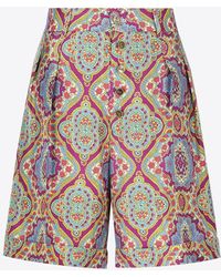 Etro - Paisley Print Silk Shorts - Lyst