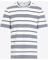 Brunello Cucinelli - Striped Short-Sleeved T-Shirt - Lyst