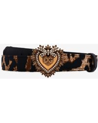 Dolce & Gabbana - Jacquard Leopard Print Devotion Belt - Lyst