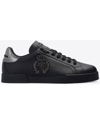 Dolce & Gabbana - Portofino Low-Top Sneakers With Dg Crown Patch - Lyst