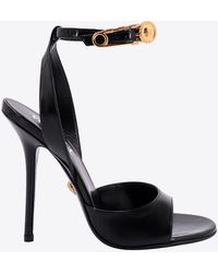 Versace - 125 Safety-Pin Patent Leather Sandals - Lyst