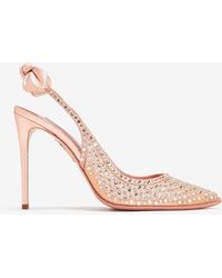 Aquazzura - Bow Tie 105 Crystal Tulle Pointed-Toe Flats - Lyst