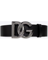 Dolce & Gabbana - Dg Logo Buckle Leather Belt - Lyst