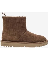 Fendi - Ff Jacquard Suede Ankle Boots - Lyst