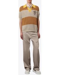 Fendi - Club Crest Rib-Knit Polo T-Shirt - Lyst
