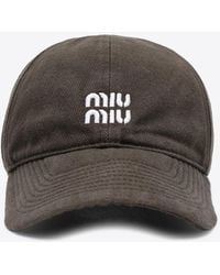 Miu Miu - Washed Logo Baseball Cap - Lyst