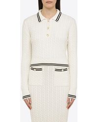 Alessandra Rich - Cable-Knit Polo T-Shirt - Lyst
