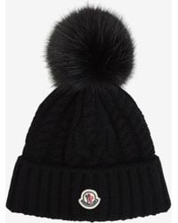 Moncler - Logo Patch Pompom Beanie - Lyst