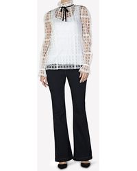 Philosophy Di Lorenzo Serafini - Check Embroidered Blouse With Ruffled High-Neck - Lyst