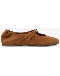Loewe - Pebble Soft Suede Goatskin Ballet Flats - Lyst