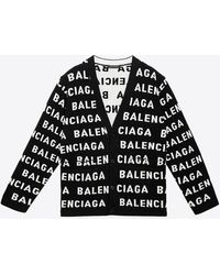 Balenciaga - Intarsia Logo Wool Cardigan - Women's - Wool/polyamide - Lyst