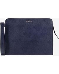 Kiton - Logo Lettering Leather Clutch - Lyst