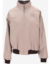 Miu Miu - Reversible Houndstooth Zip-Up Jacket - Lyst