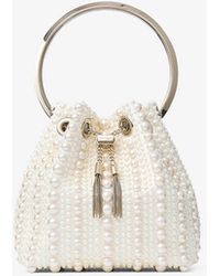 Jimmy Choo - Bon Bon Pearl-Embellished Top Handle Bag - Lyst