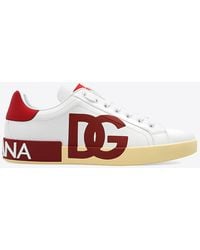 Dolce & Gabbana - Portofino Nappa Leather Sneakers With Dg Logo - Lyst