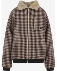 Miu Miu - Gingham Zip-Up Wool Jacket - Lyst