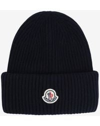 Moncler - Logo Patch Ribbed Wool Beanie - Lyst
