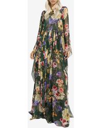 Dolce & Gabbana - Rose Garden Chiffon Maxi Dress - Lyst