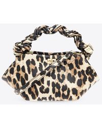 Ganni - Mini Bou Leopard Print Top Handle Bag - Lyst