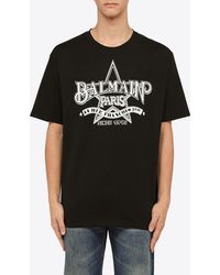 Balmain - Graphic-Printed Crewneck T-Shirt - Lyst