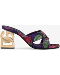Dolce & Gabbana - Jacquard 3.5 75 Floral Mules - Lyst