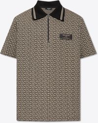 Balmain - Monogram Patterned Polo T-Shirt - Lyst