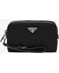 Prada - Triangle Logo Pouch Bag - Lyst