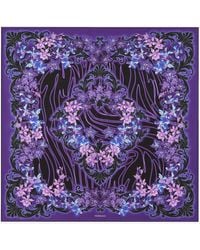 Versace - Large Orchid Barocco Print Silk Scarf - Lyst