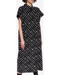 Balenciaga - All-Over Logo Midi Shirt Dress - Lyst