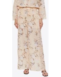 Zimmermann - Cascadian Lace-Trimmed Floral Pants - Lyst