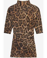 Stella McCartney - Leopard Print High-Neck Top - Lyst
