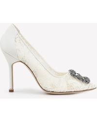 Manolo Blahnik - Hangisi 105 Lace Pumps With Fmc Crystal Buckle - Lyst