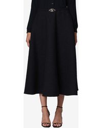 Valentino - Vlogo Boucle Flared Midi Skirt - Lyst