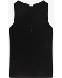 Saint Laurent - Logo Embroidered Wool Tank Top - Lyst