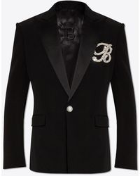 Balmain - Single-Breasted Embroidered Patch Blazer - Lyst