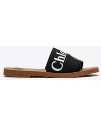 Chloé - Woody Logo Flat Sandals - Lyst