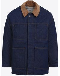 Ami Paris - Corduroy-Collar Padded Worker Jacket - Lyst