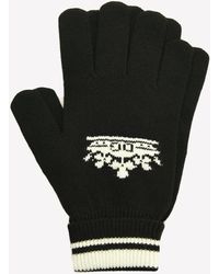Dolce & Gabbana Logo Crown Knitted Gloves - Black