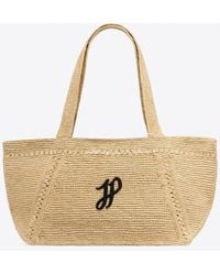 Patou - Large Jp Monogram Trapeze Raffia Tote Bag - Lyst